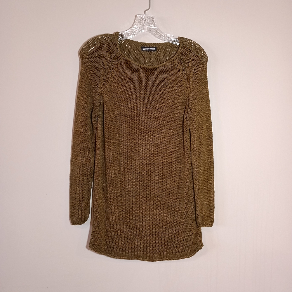American Apparel Olive Green Open-Knit Sweater Top Made In USA Size XS/S